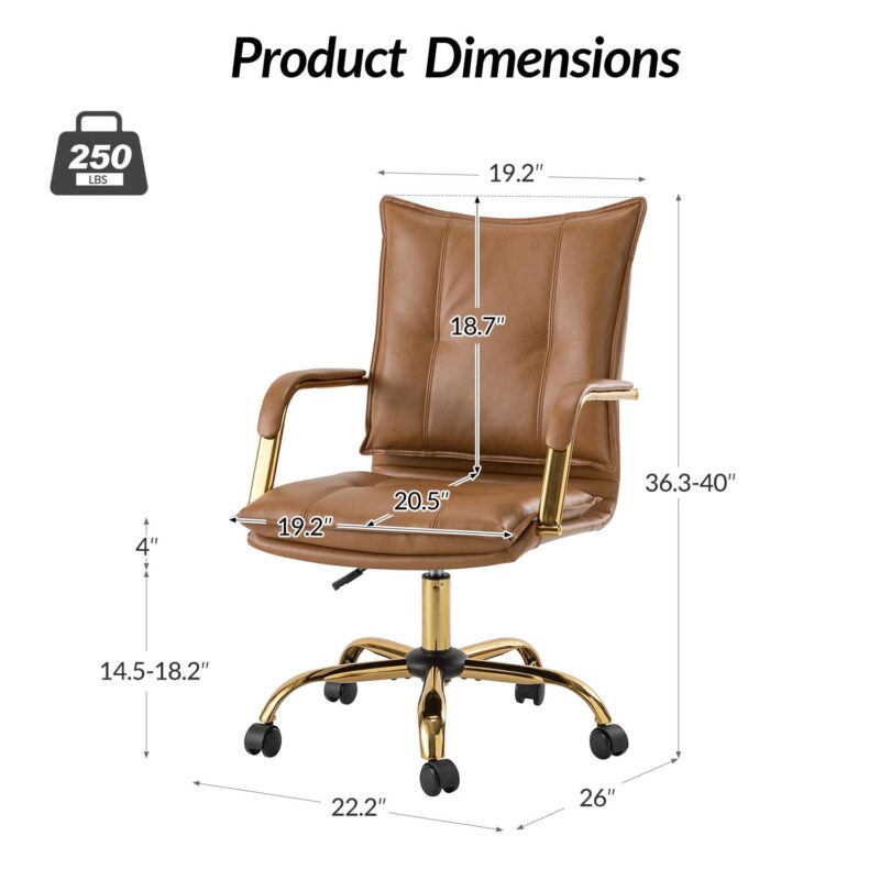 14 Karat Home Camel Contemporary Adjustable Height Swivel Polyurethane Task Chair - Image 9