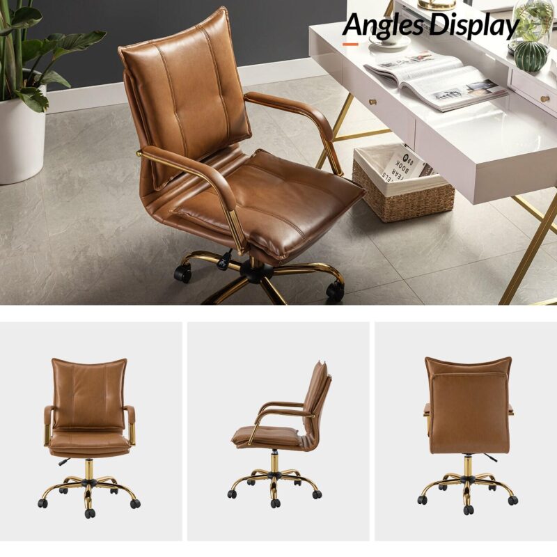 14 Karat Home Camel Contemporary Adjustable Height Swivel Polyurethane Task Chair - Image 4