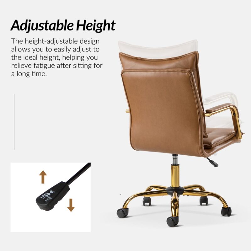 14 Karat Home Camel Contemporary Adjustable Height Swivel Polyurethane Task Chair - Image 6