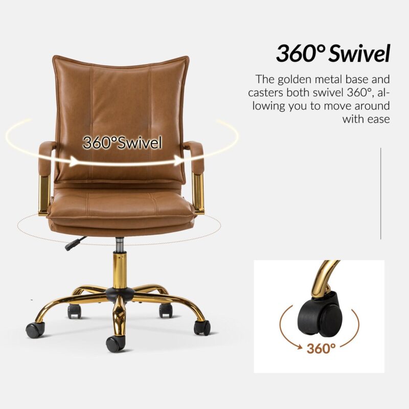 14 Karat Home Camel Contemporary Adjustable Height Swivel Polyurethane Task Chair - Image 5
