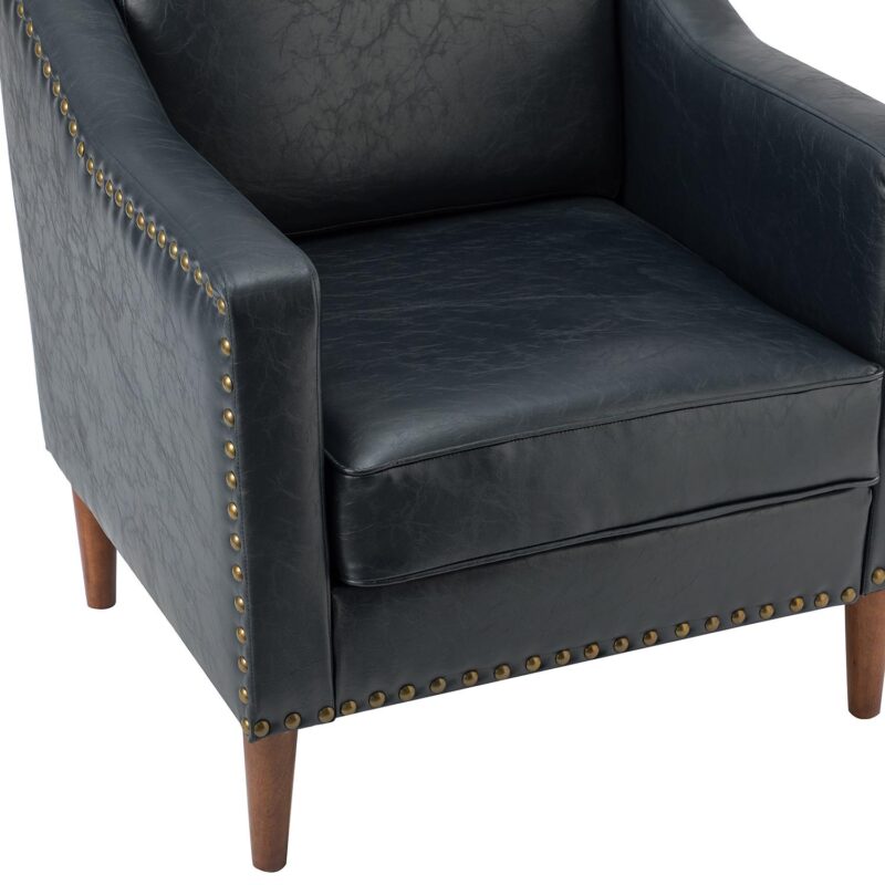 14 Karat Home Casual navy Faux leather Accent Chair - Image 10