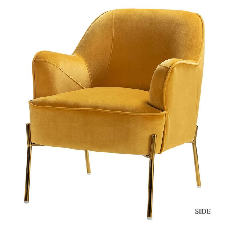 14 Karat Home Casual MUSTARD Velvet Accent Chair