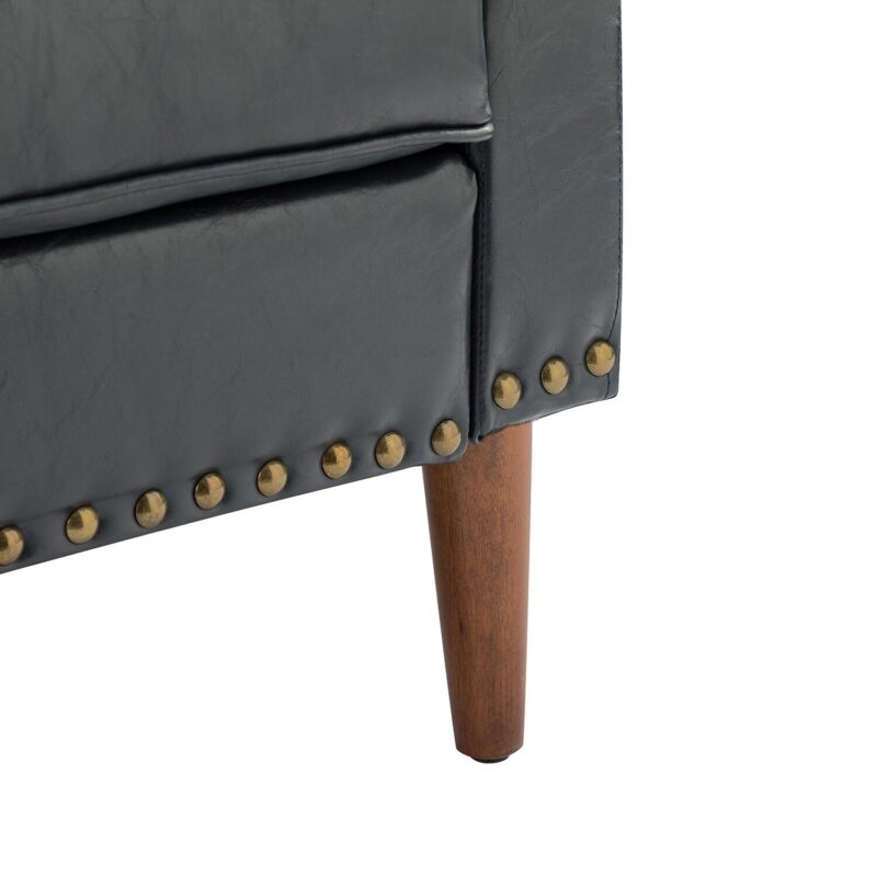 14 Karat Home Casual navy Faux leather Accent Chair - Image 7
