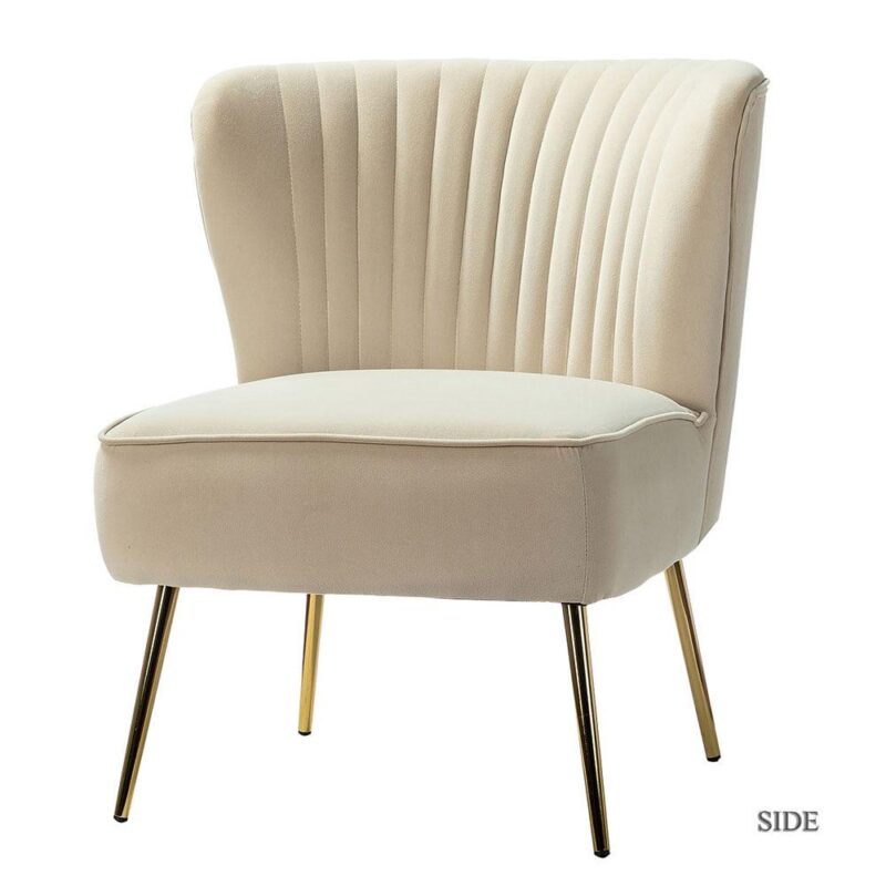 14 Karat Home Casual TAN Velvet Accent Chair