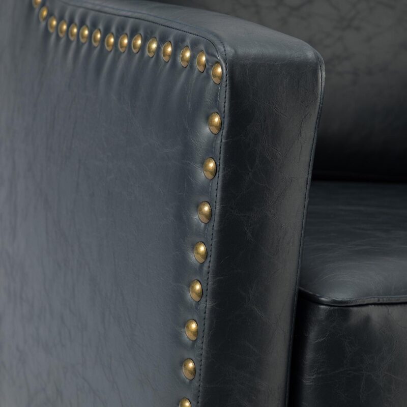 14 Karat Home Casual navy Faux leather Accent Chair - Image 5