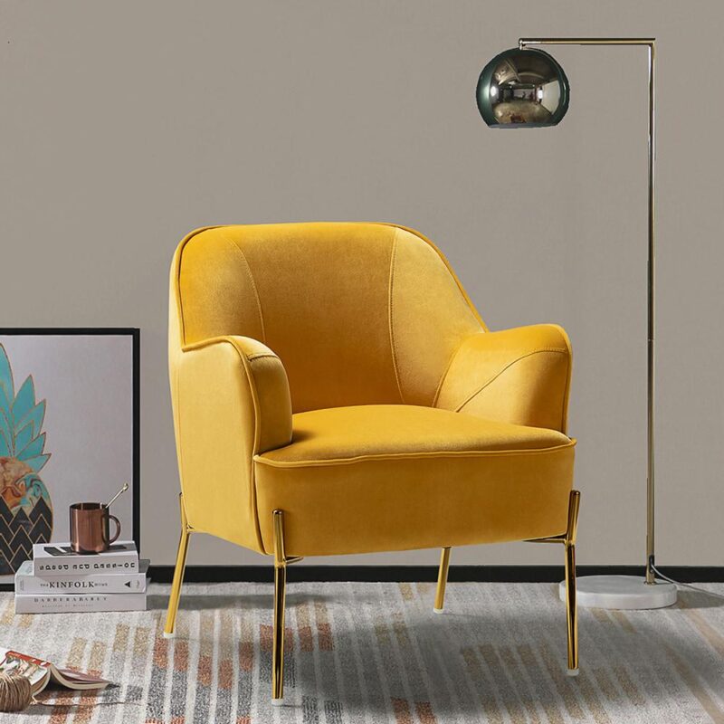 14 Karat Home Casual MUSTARD Velvet Accent Chair - Image 2