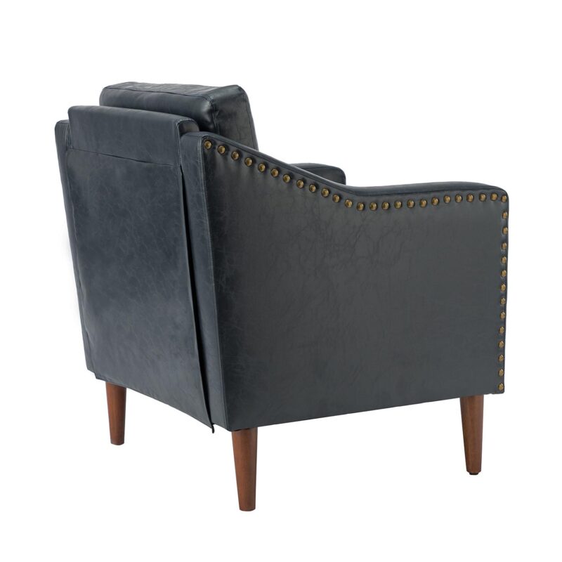 14 Karat Home Casual navy Faux leather Accent Chair - Image 3