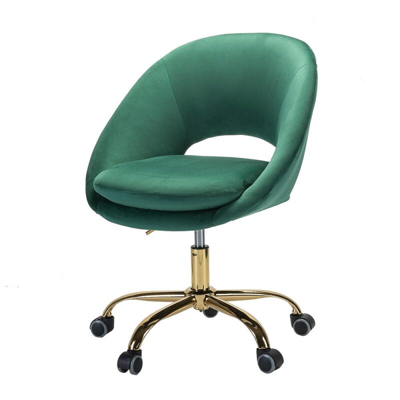 14 Karat Home Green Contemporary Ergonomic Adjustable Height Swivel Polyester Task Chair