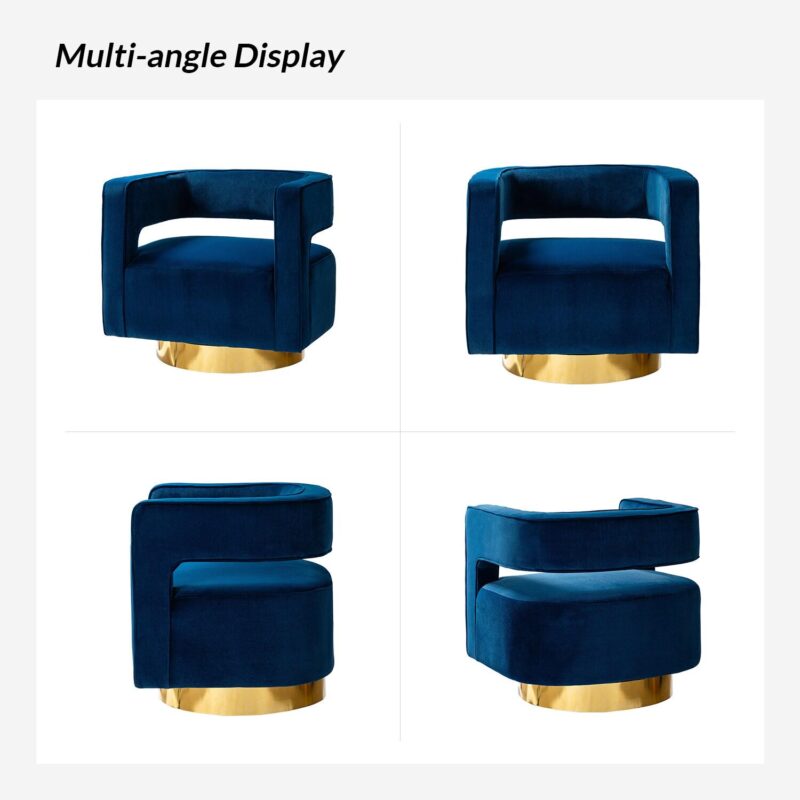 14 Karat Home Modern NAVY Swivel Barrel Chair - Image 9