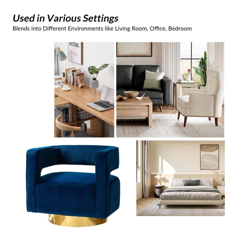 14 Karat Home Modern NAVY Swivel Barrel Chair - Image 8