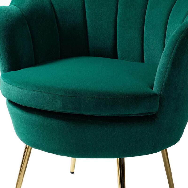 14 Karat Home Modern GREEN Velvet Barrel Chair - Image 4