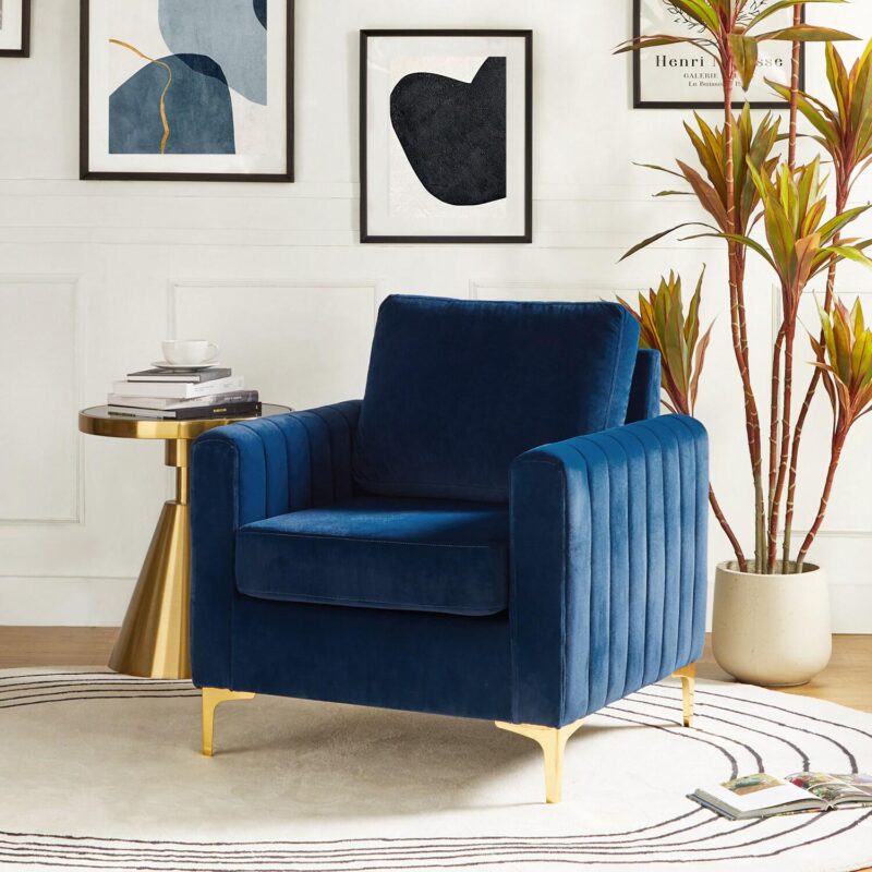 14 Karat Home Modern NAVY Accent Chair - Image 2