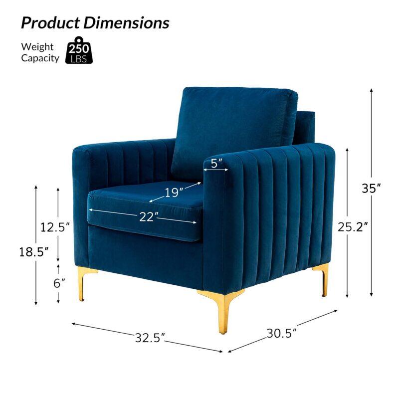 14 Karat Home Modern NAVY Accent Chair - Image 8