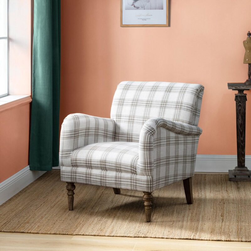14 Karat Home Modern TAN Linen Accent Chair - Image 2