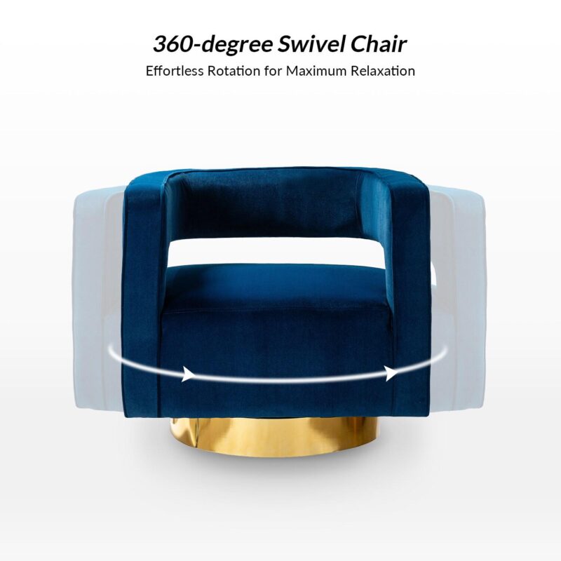14 Karat Home Modern NAVY Swivel Barrel Chair - Image 6