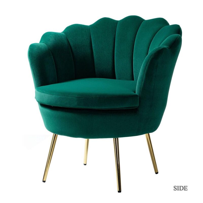 14 Karat Home Modern GREEN Velvet Barrel Chair