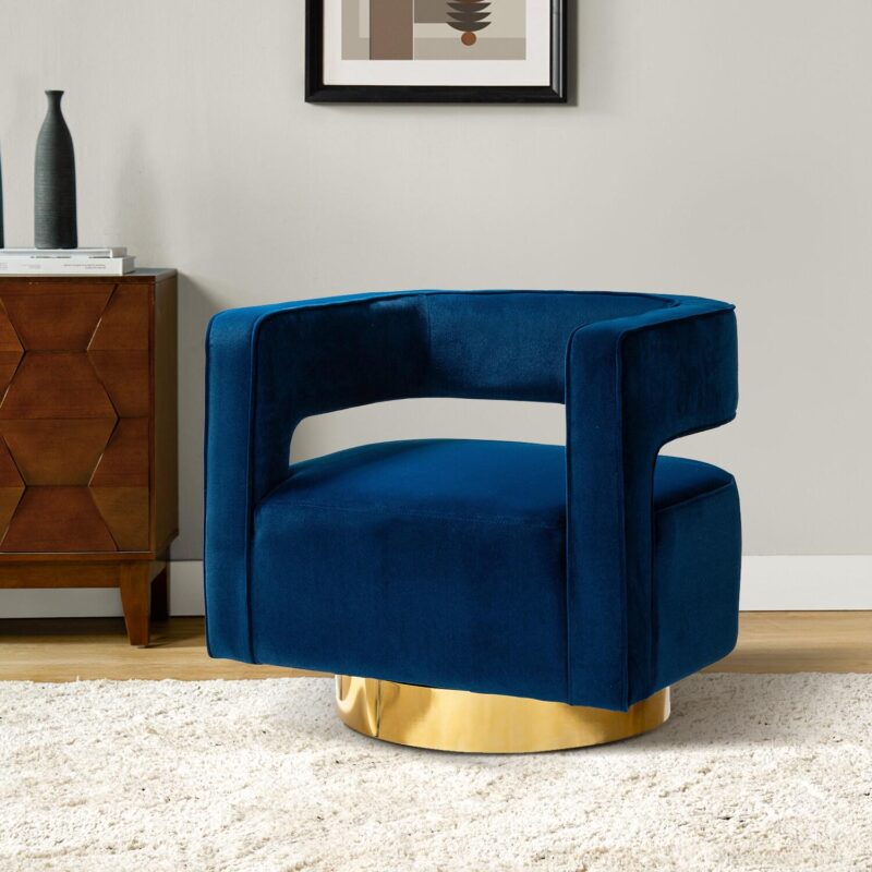 14 Karat Home Modern NAVY Swivel Barrel Chair - Image 4