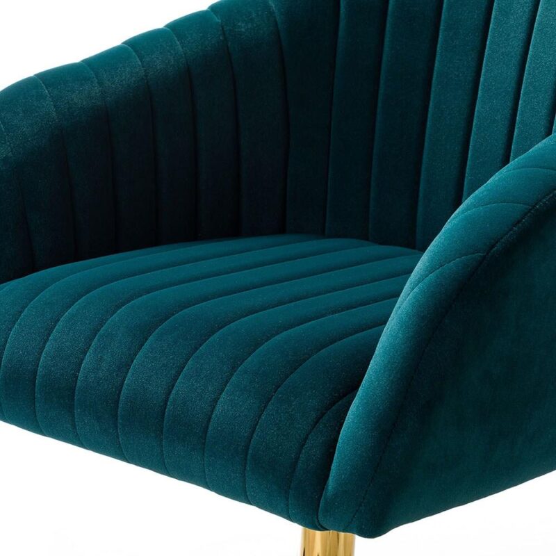 14 Karat Home Teal Contemporary Ergonomic Adjustable Height Swivel Polyester Executive Chair - Image 3