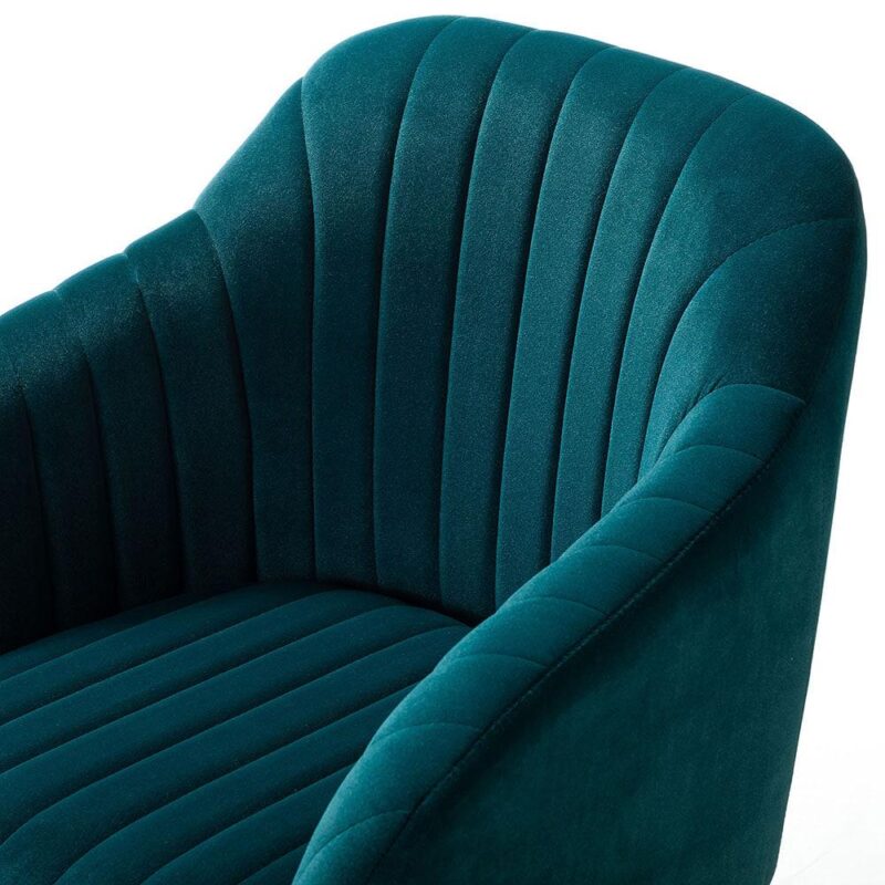 14 Karat Home Teal Contemporary Ergonomic Adjustable Height Swivel Polyester Executive Chair - Image 4