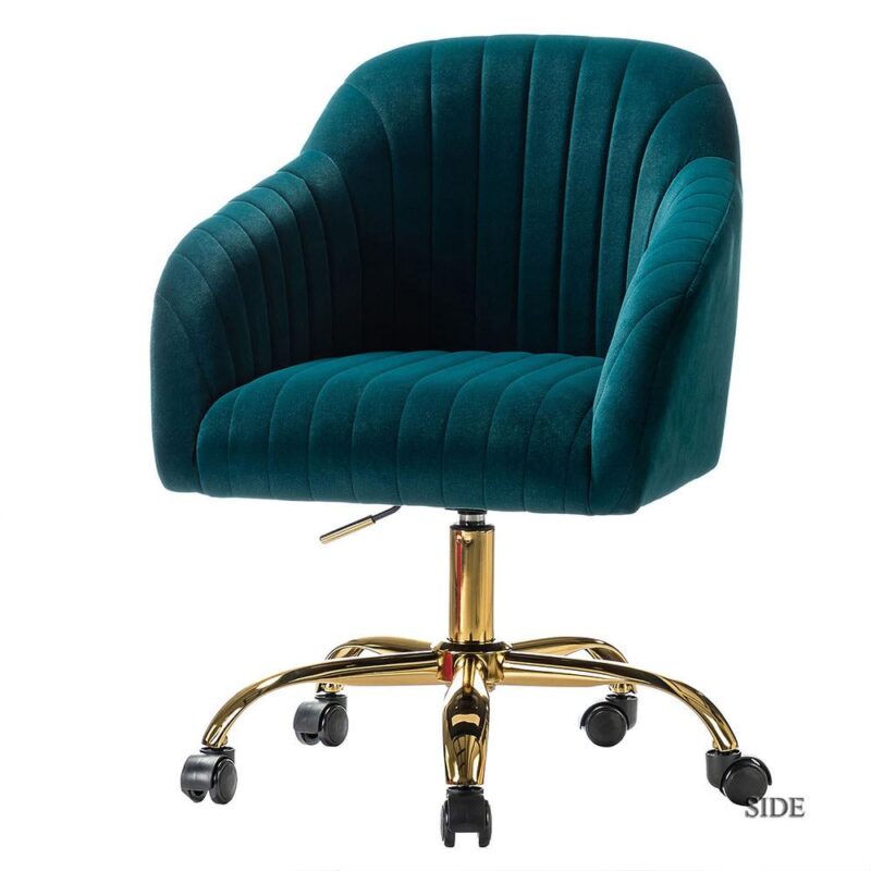 14 Karat Home Teal Contemporary Ergonomic Adjustable Height Swivel Polyester Executive Chair