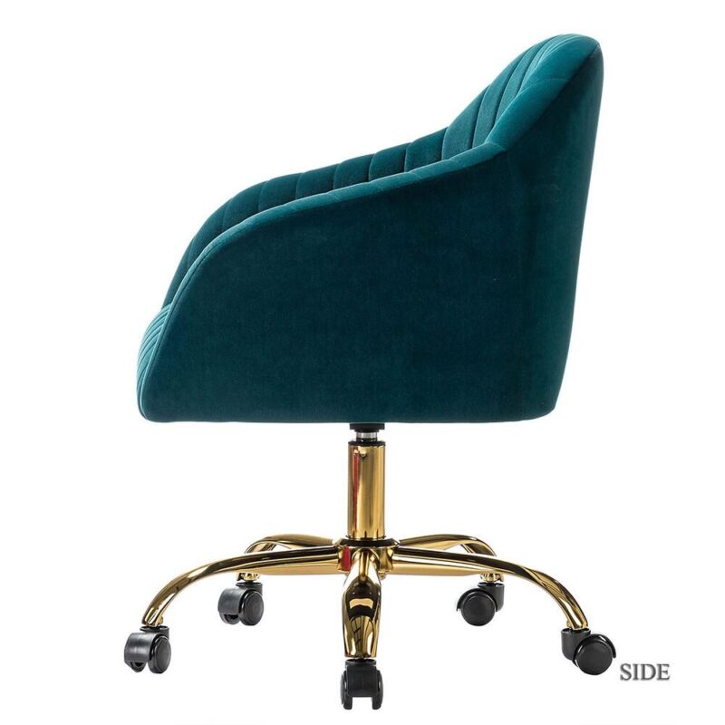 14 Karat Home Teal Contemporary Ergonomic Adjustable Height Swivel Polyester Executive Chair - Image 9