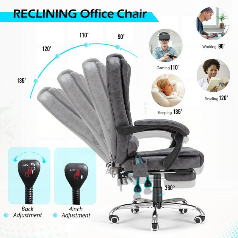 AECOJOY Dark Gray Contemporary Ergonomic Adjustable Height Swivel Manager Chair - Image 4