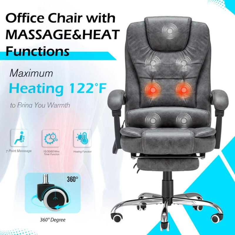 AECOJOY Dark Gray Contemporary Ergonomic Adjustable Height Swivel Manager Chair - Image 3