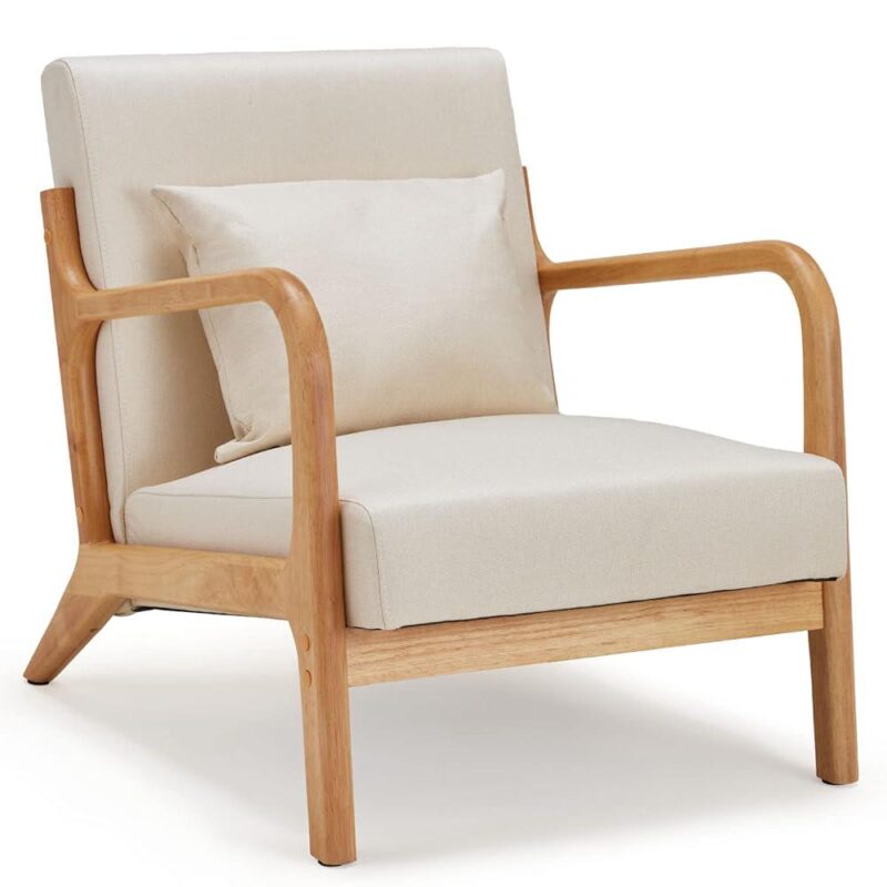 AECOJOY Modern White Accent Chair