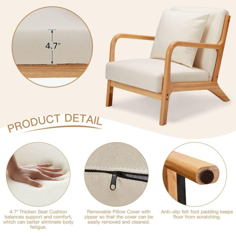 AECOJOY Modern White Accent Chair - Image 6