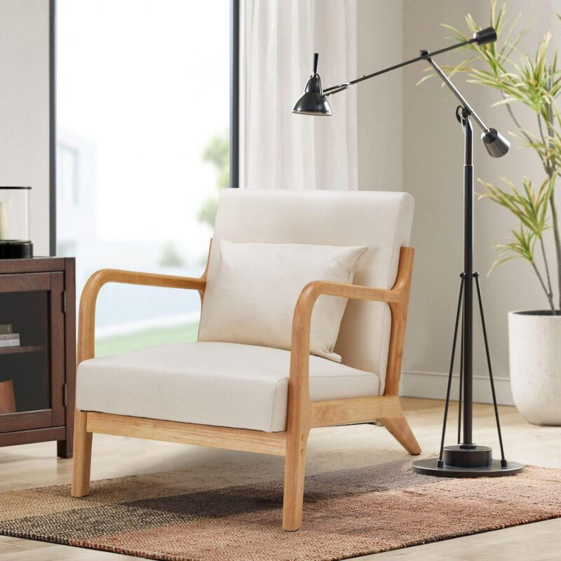 AECOJOY Modern White Accent Chair - Image 5