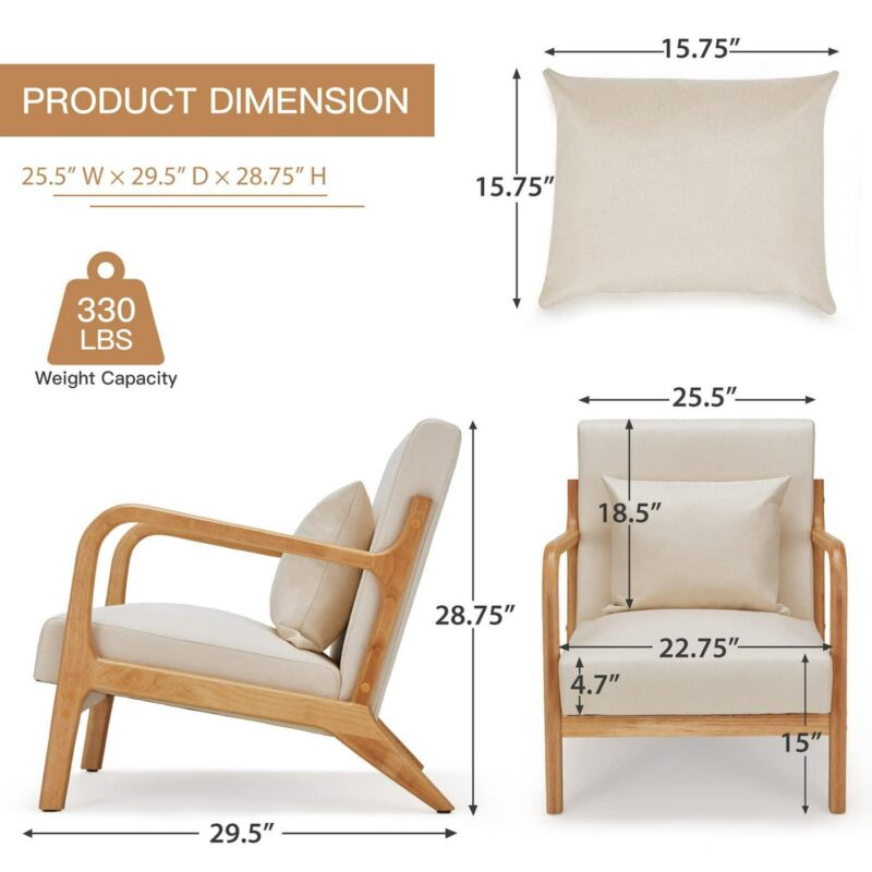 AECOJOY Modern White Accent Chair - Image 2