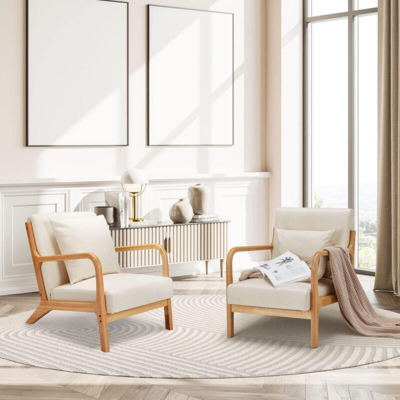 AECOJOY Modern White Accent Chair - Image 4
