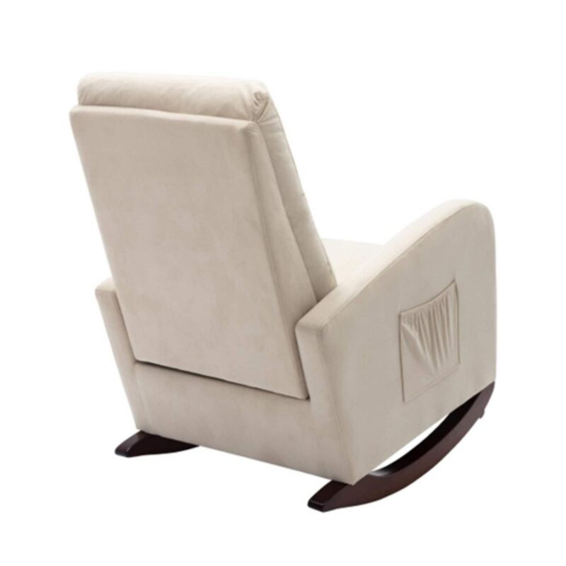 AHIOU HOME Brayden Modern Beige Velvet Rocking Chair - Image 8