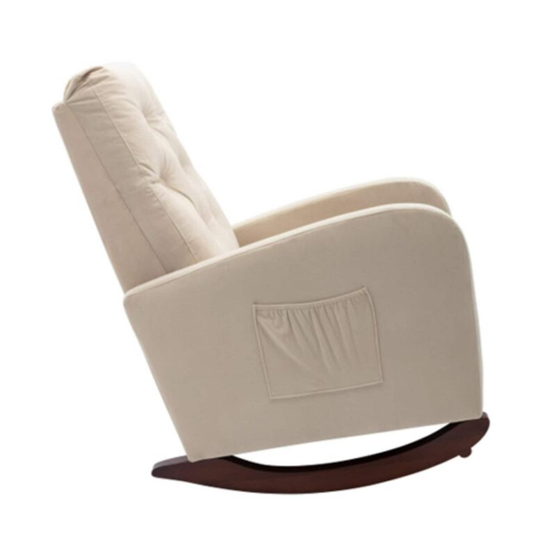 AHIOU HOME Brayden Modern Beige Velvet Rocking Chair - Image 9