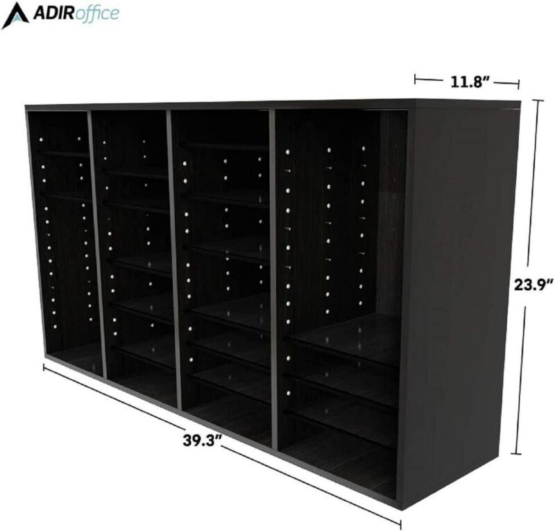 AdirOffice 36-Compartment Black MDF File Organizer - Image 2