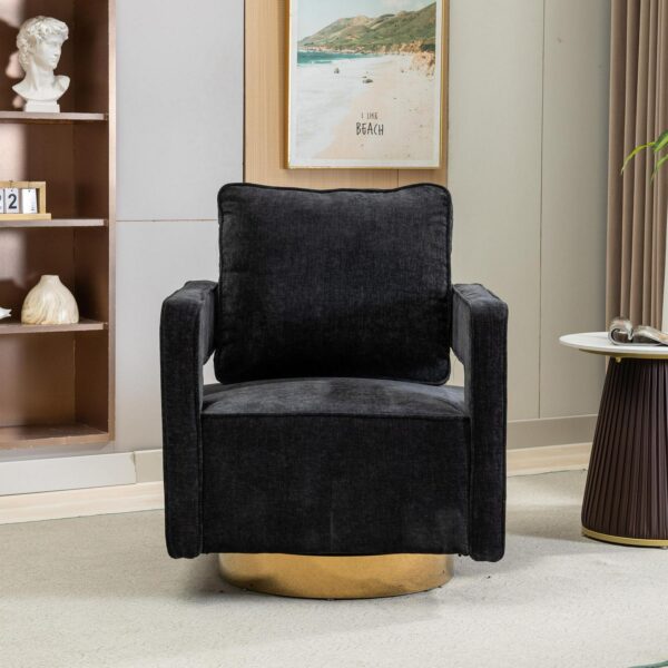 Aortzio Modern BLACK Chenille Swivel Accent Chair