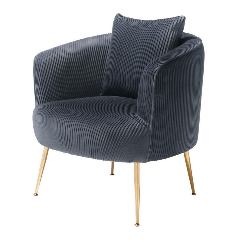 Art Leon Midcentury Gray Velvet Barrel Chair - Image 8