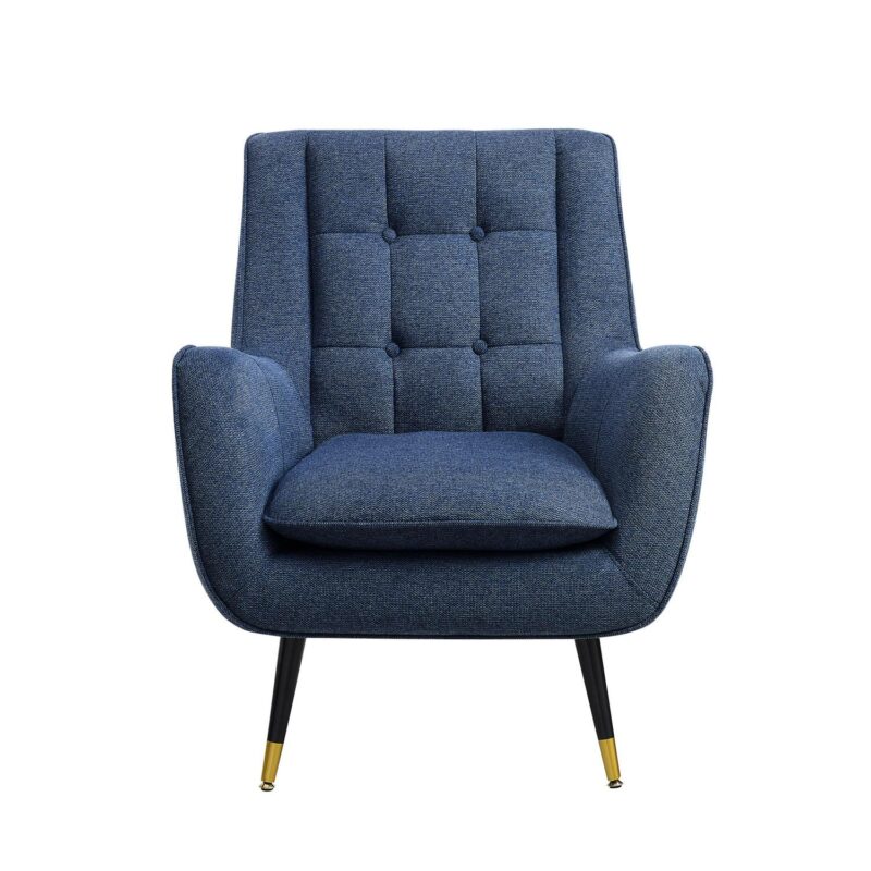 Art Leon Midcentury Blue Velvet Accent Chair - Image 6