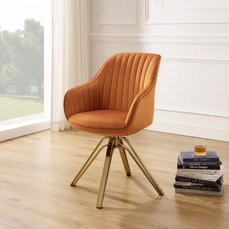 Art Leon Midcentury Cinnamon Swivel Accent Chair - Image 5