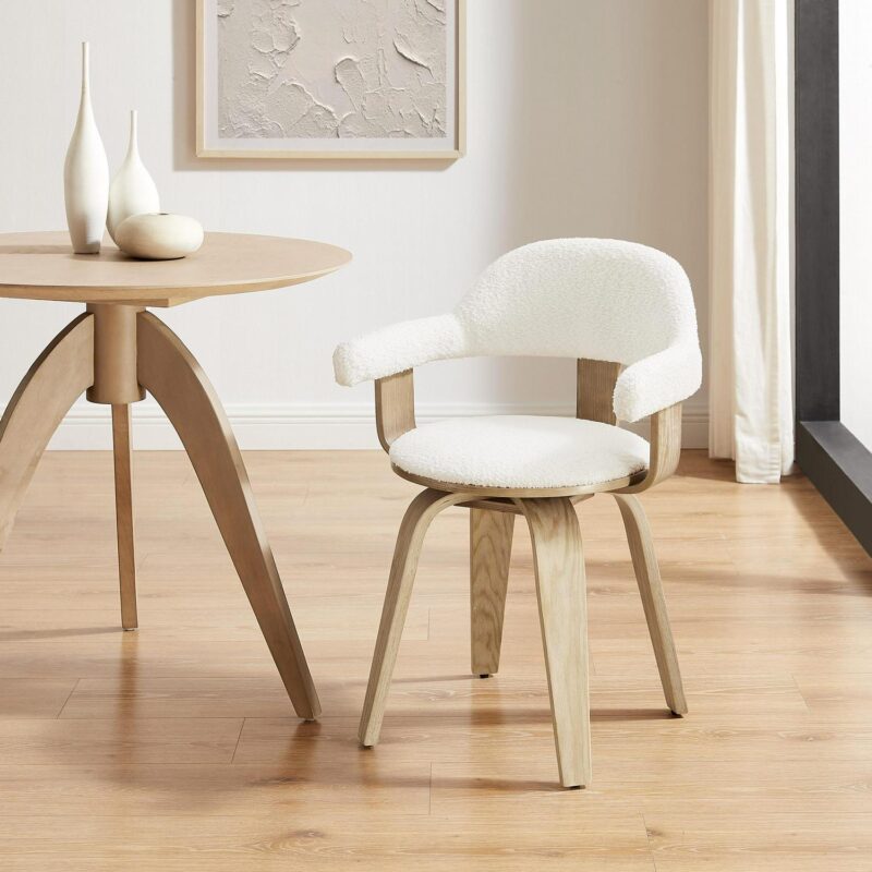 Art Leon Midcentury White Swivel Barrel Chair