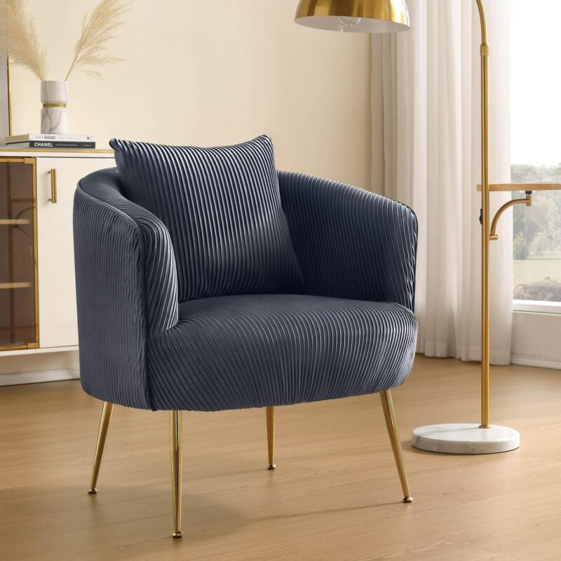 Art Leon Midcentury Gray Velvet Barrel Chair