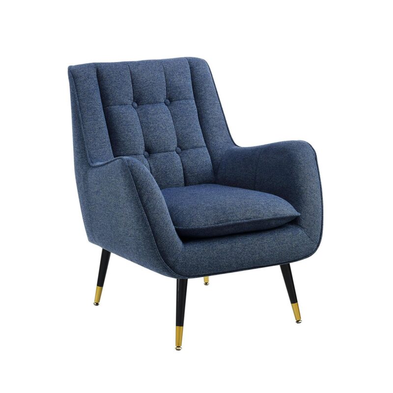 Art Leon Midcentury Blue Velvet Accent Chair - Image 5