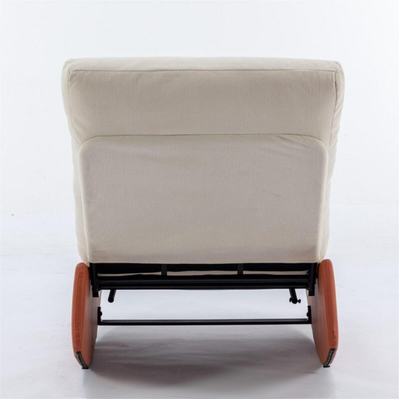 BABOOM Modern Rocking Chair Recliner Modern Orange and White Corduroy Rocking Chair - Image 8
