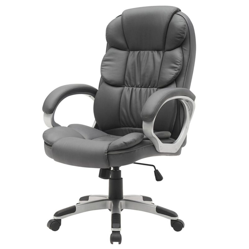 BWE Black Contemporary Ergonomic Adjustable Height Swivel Faux Leather Desk Chair