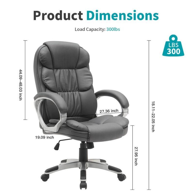 BWE Black Contemporary Ergonomic Adjustable Height Swivel Faux Leather Desk Chair - Image 9