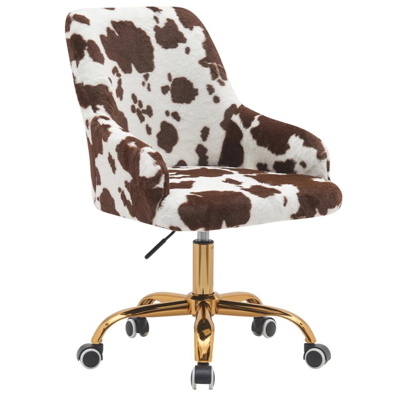 BWE White and Brown Contemporary Ergonomic Adjustable Height Swivel Cotton Desk Chair