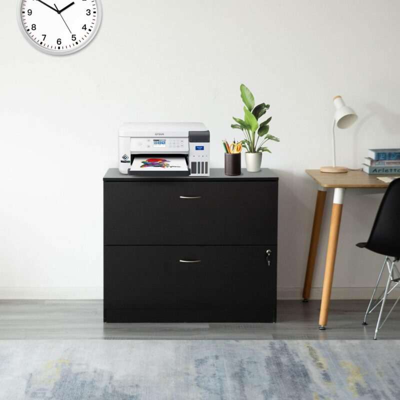 Basicwise Black 2 -Drawer 35.75-Inches File Cabinet - Image 3