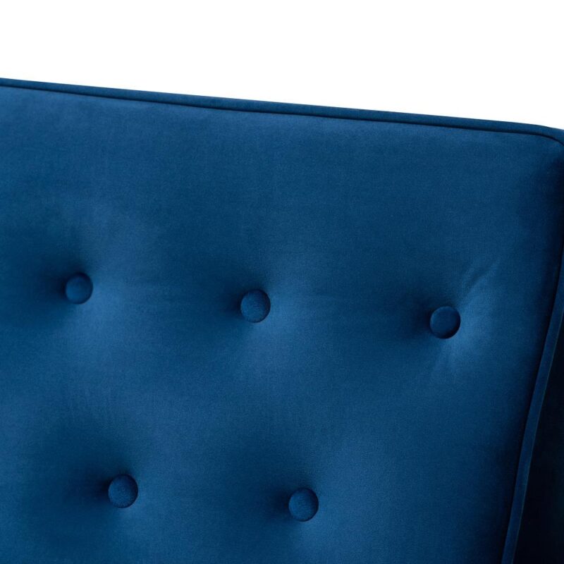 Baxton Studio Sorrento Midcentury Navy Blue/Brown Accent Chair - Image 4