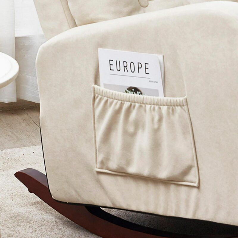 Bayfeve Single Sofa Reclining Chair Beige Velvet Upholstered Tufted Recliner - Image 8