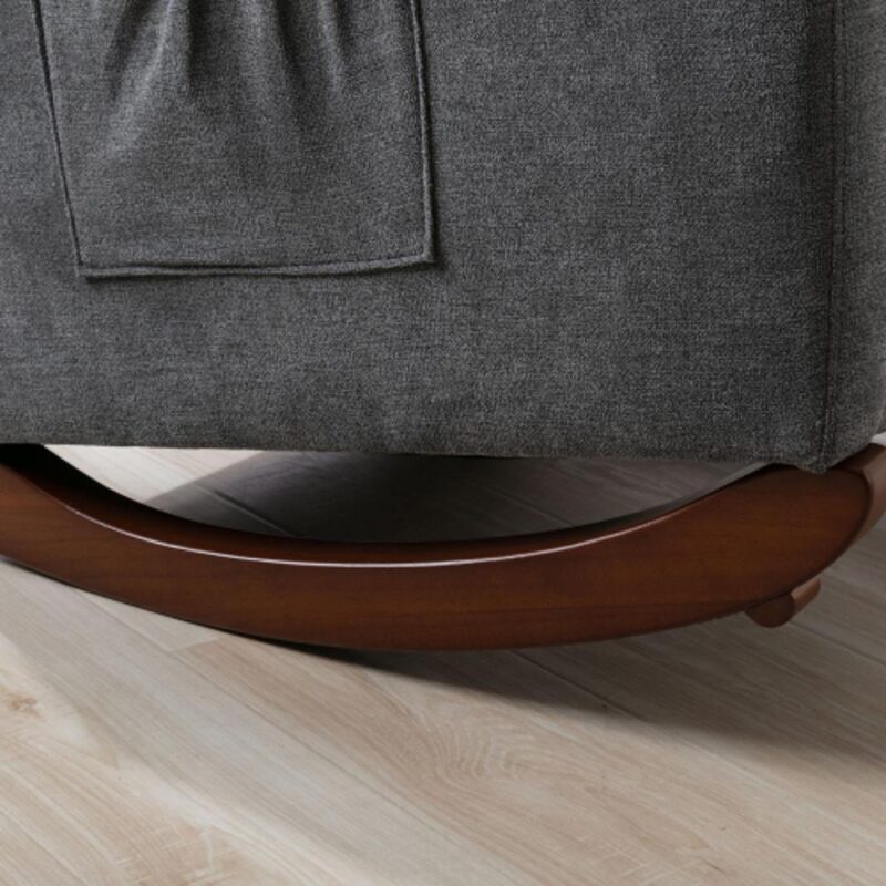Bayfeve Single Sofa Reclining Chair Antique Gray Velvet Upholstered Tufted Recliner - Image 12
